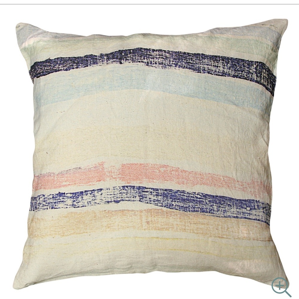 Sugarboo Designs Linen Striped Pillow Rare Decorative Large Beachy Boho Coastal
